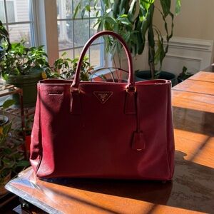 Prada Deep Red Leather Tote